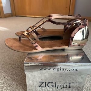 Leopard and gold , size 7 sandals